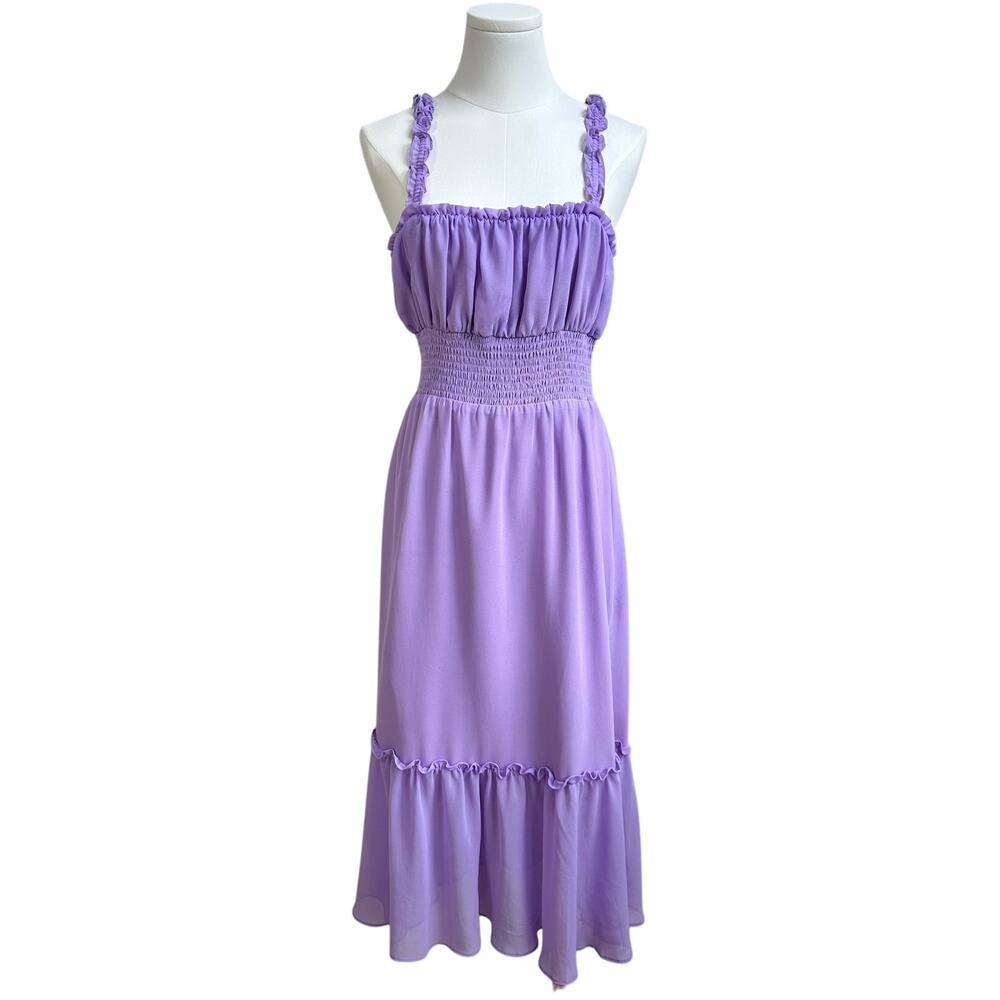 Lovers and Friends Arden Midi Chiffon with Side Seam Slits Dress Purple Lilac  S